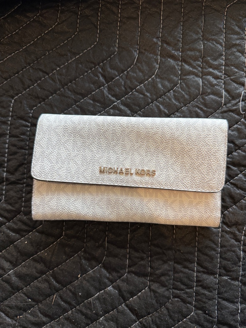 Michael Kors White and Gray Fold-Over Wallet